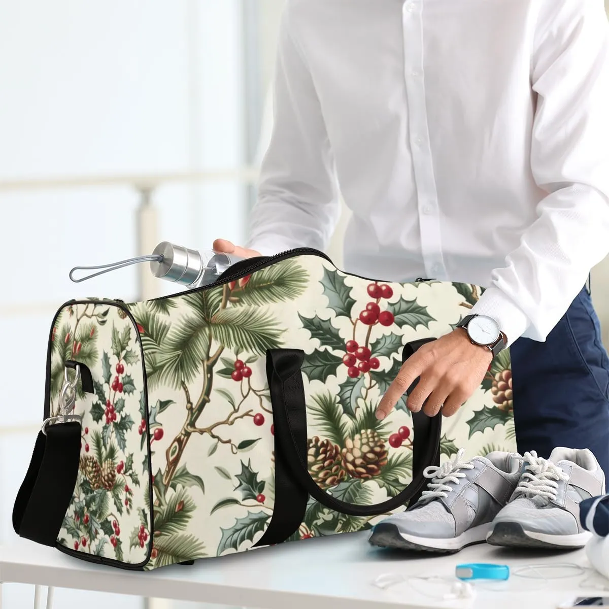Vintage Pines Travel Duffle Bag for Women Men Gym Duffel Foldable Bag Waterproof Weekender Christmas Leave Duffle Tote