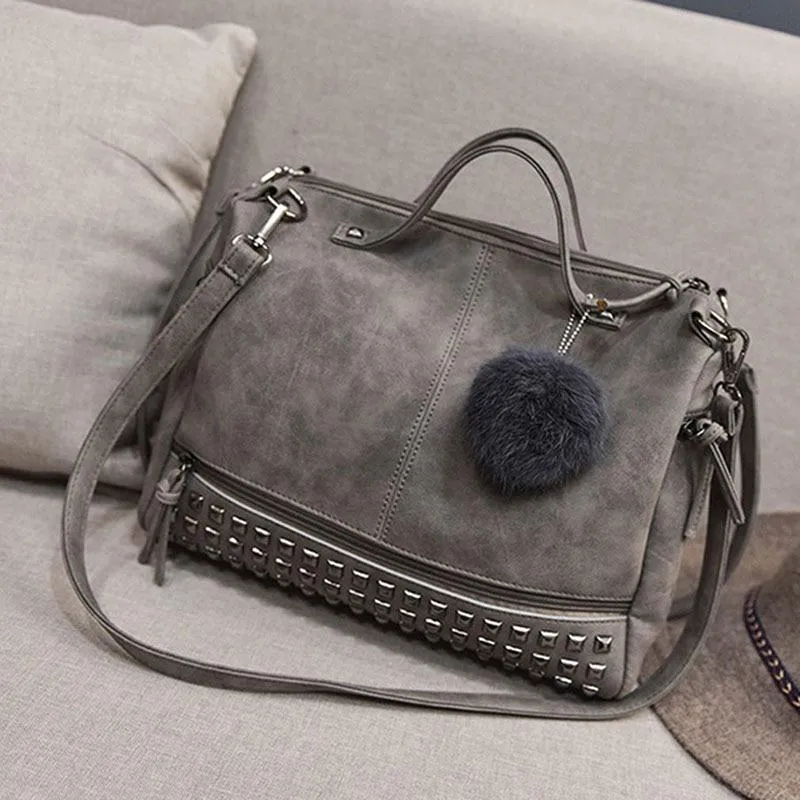 Vintage PU Leather Women's Bag Rivet Handbags
