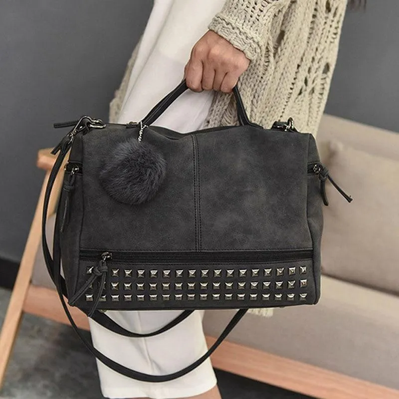 Vintage PU Leather Women's Bag Rivet Handbags