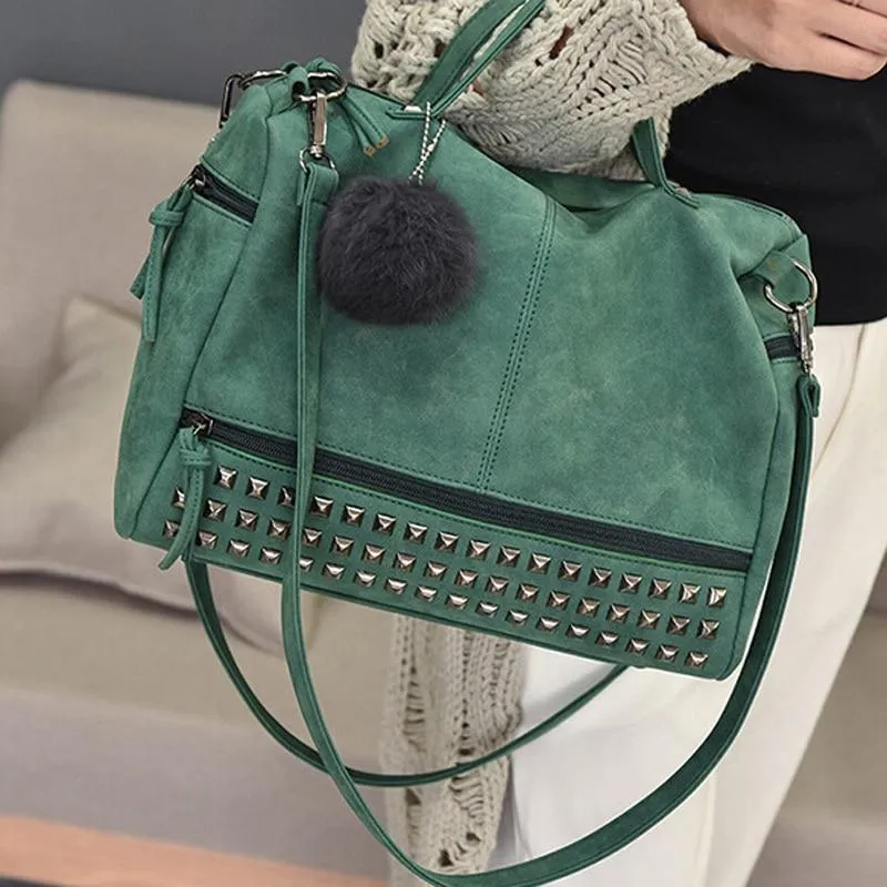 Vintage PU Leather Women's Bag Rivet Handbags