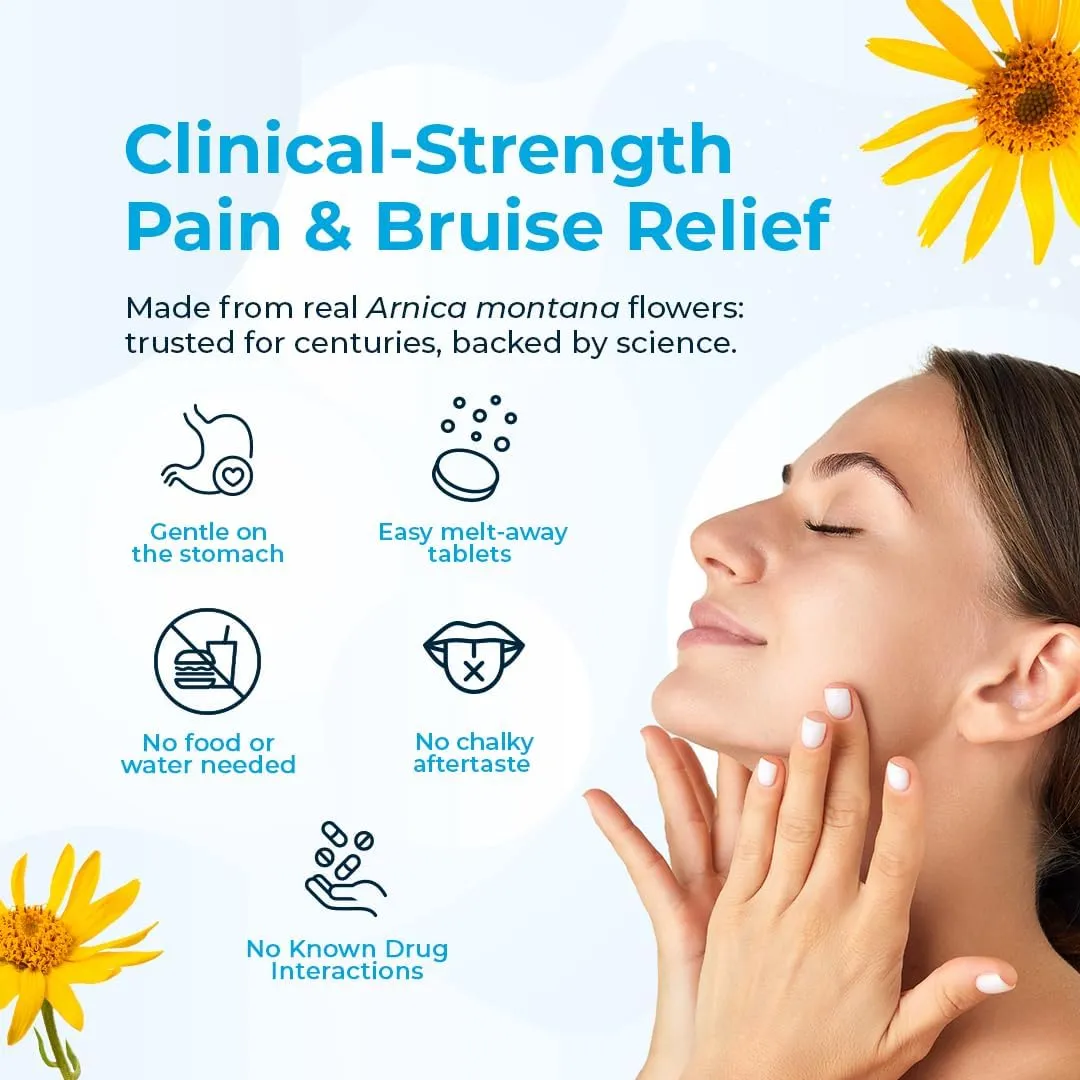 VitaMedica Arnica Montana 30X Rapid Dissolve Arnica Tablets for Natural Pain, Bruising, and Swelling Support - Homeopathic Medicine for Injury and Surgery Recovery - 150 Ct - 50 Servings