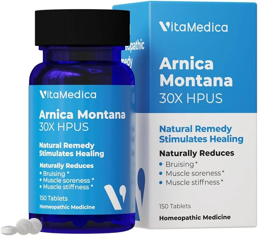 VitaMedica Arnica Montana 30X Rapid Dissolve Arnica Tablets for Natural Pain, Bruising, and Swelling Support - Homeopathic Medicine for Injury and Surgery Recovery - 150 Ct - 50 Servings