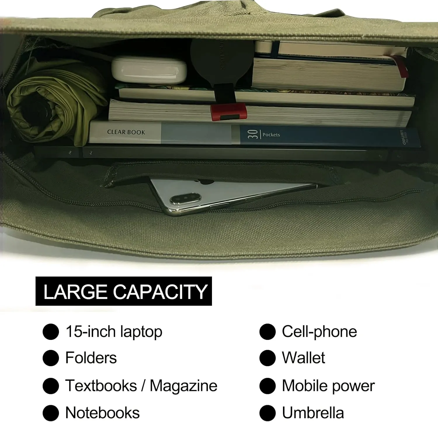 VODIU Messenger Bag Large Canvas Hobo Crossbody Tote for Women/Men, Shoulder Laptop Bag with Multi Pockets for Work,Travel