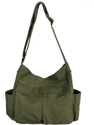 VODIU Messenger Bag Large Canvas Hobo Crossbody Tote for Women/Men, Shoulder Laptop Bag with Multi Pockets for Work,Travel