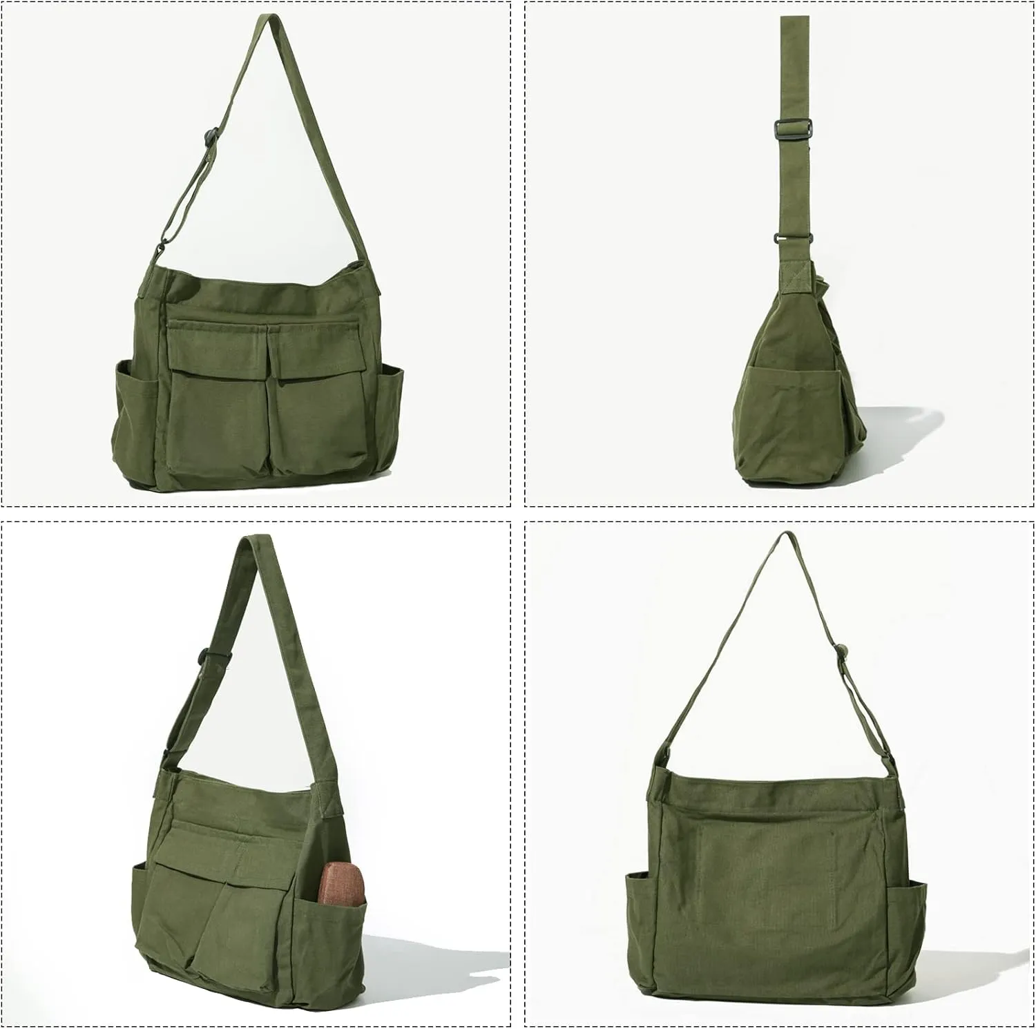 VODIU Messenger Bag Large Canvas Hobo Crossbody Tote for Women/Men, Shoulder Laptop Bag with Multi Pockets for Work,Travel