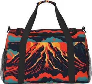 Volcano Print Travel Hand Travel Bag Weekender Overnight Carry On Tote Foldable Crossbody Bag
