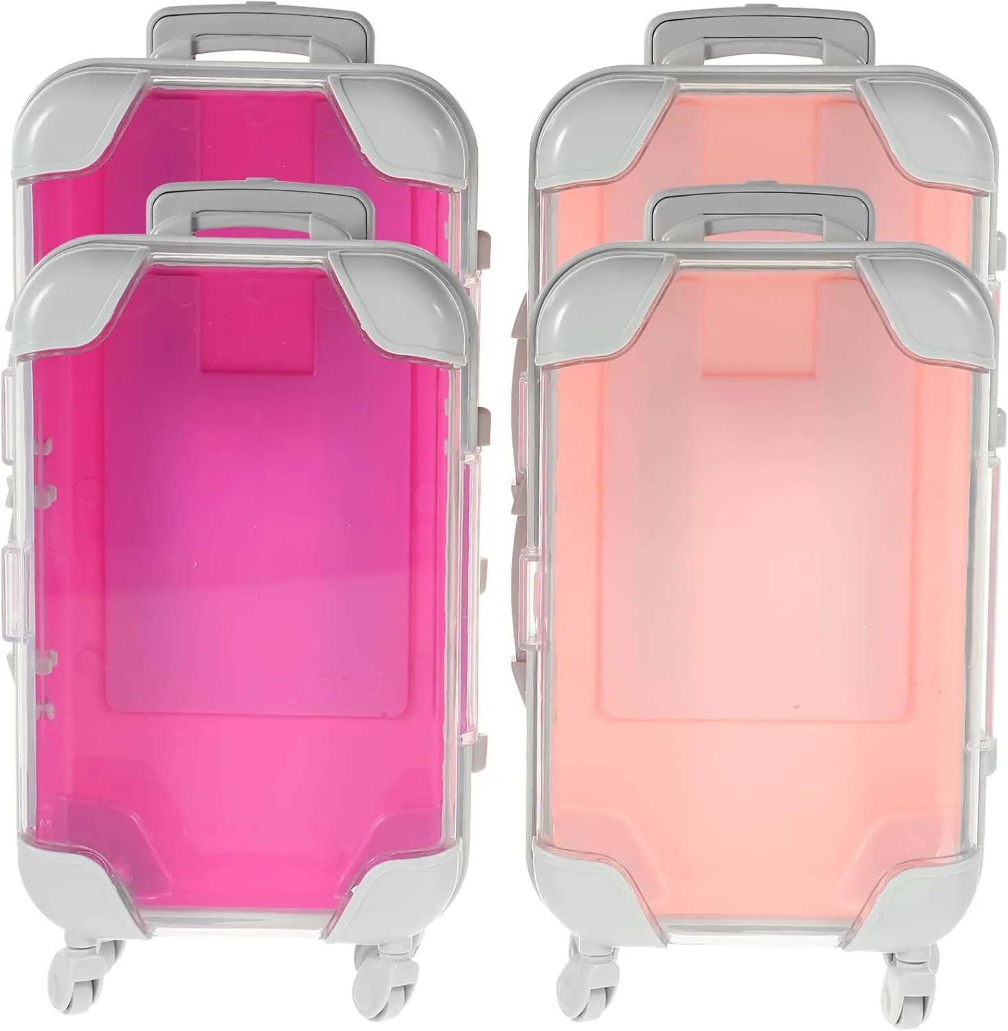 VOSAREA 4PCS False Eyelashes Boxes Mini Plastic Travel Makeup Suitcases Simulation Trolley Makeup Cases Mini Luggage Empty Lash Containers for Women Girls