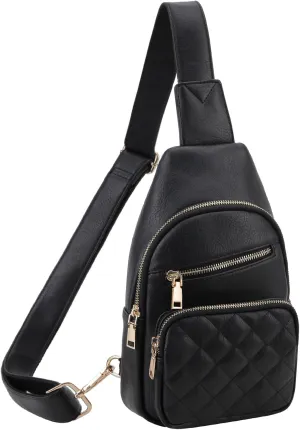 VX VONXURY Sling Bag for Women, PU Leather Crossbody Fanny Packs, Multipurpose Chest Bag with Adjustable Strap