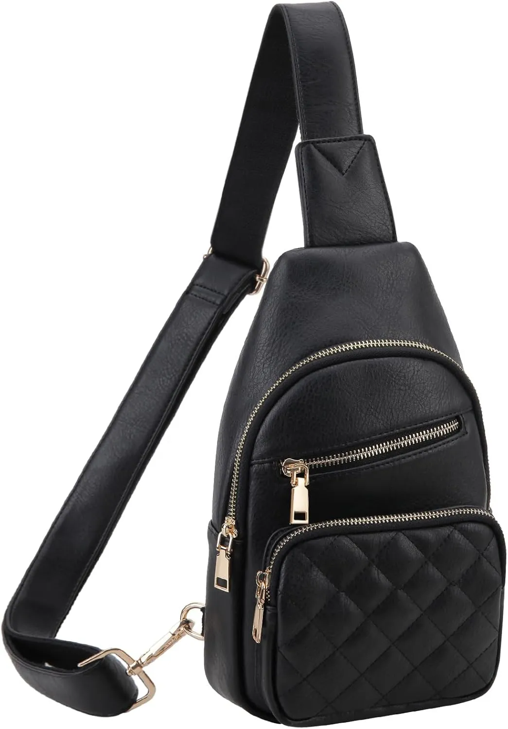 VX VONXURY Sling Bag for Women, PU Leather Crossbody Fanny Packs, Multipurpose Chest Bag with Adjustable Strap