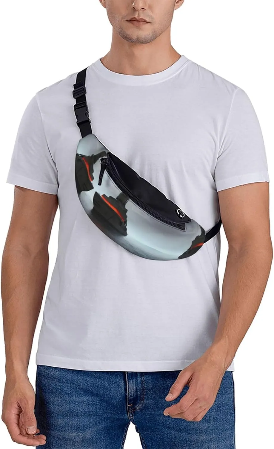 Waist Packs For Men & Women, Fashion Sling Pack With Adjustable Belt For Travel Sports Running.Giant Nuclear Ship 1 Print