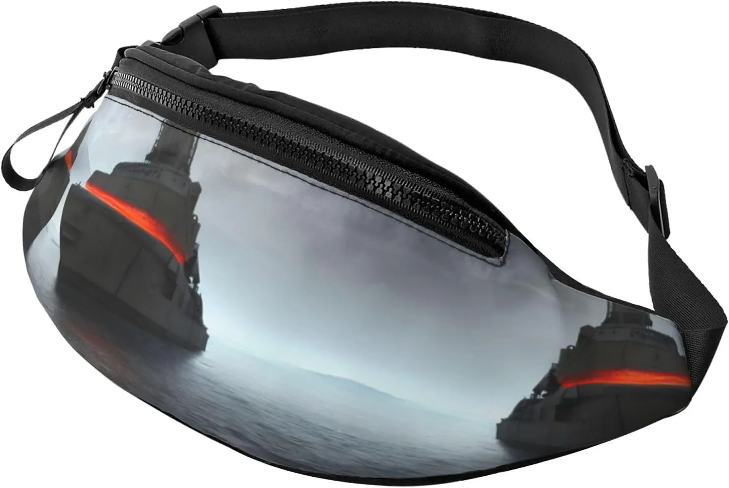 Waist Packs For Men & Women, Fashion Sling Pack With Adjustable Belt For Travel Sports Running.Giant Nuclear Ship 1 Print