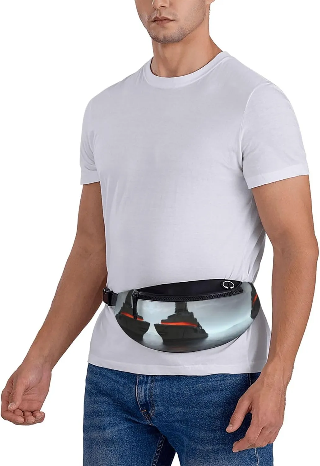 Waist Packs For Men & Women, Fashion Sling Pack With Adjustable Belt For Travel Sports Running.Giant Nuclear Ship 1 Print