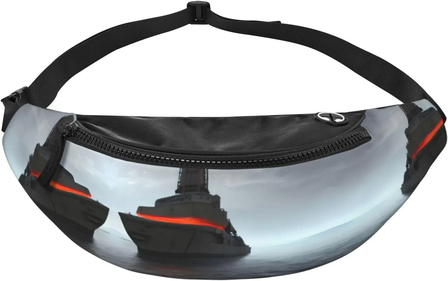 Waist Packs For Men & Women, Fashion Sling Pack With Adjustable Belt For Travel Sports Running.Giant Nuclear Ship 1 Print