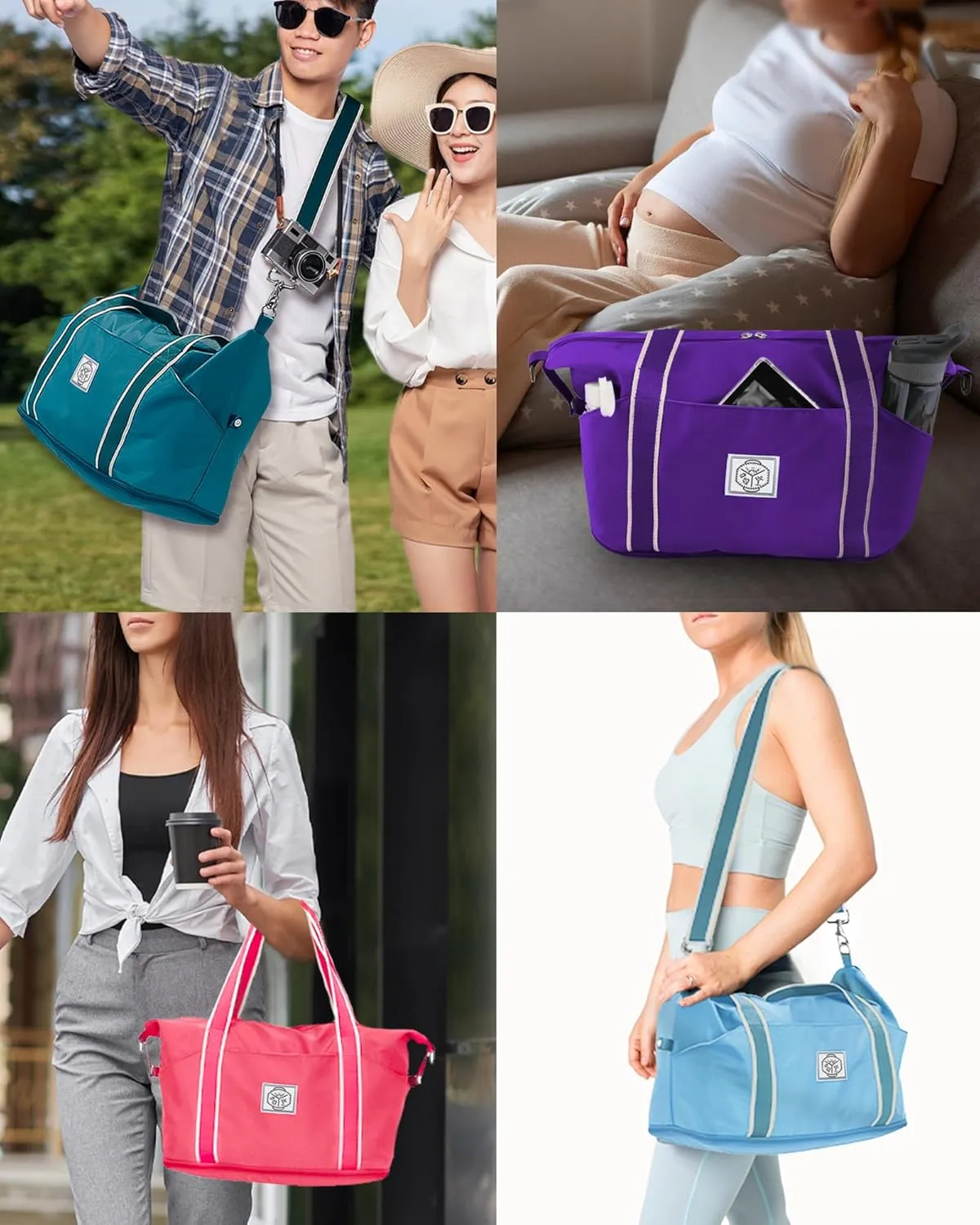 WALNEW Travel Duffel Bag, Weekender Overnight Carry On Bag Women Men, Foldable Waterproof Gym Luggage with Metal Buckle Strap