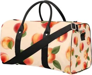 Watercolor Fruit Peaches Travel Duffel Bag for Women Men Waterproof Foldable Overnight Weekender Bag Large Capacity Sports Gym Bag