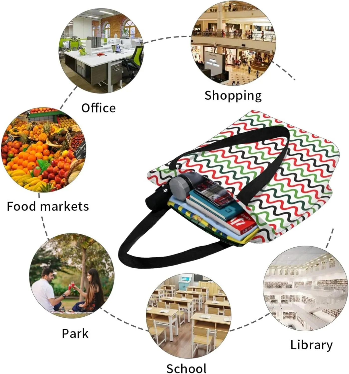 Watermelon Watermelon Seeds Women's Tote Bag Lightweight Shopping Handbag Travel Shoulder Bag With Zipper