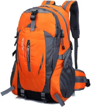 Waterproof Backpack Orange for Outdoor Activities Reflective Strips Safety Whistle