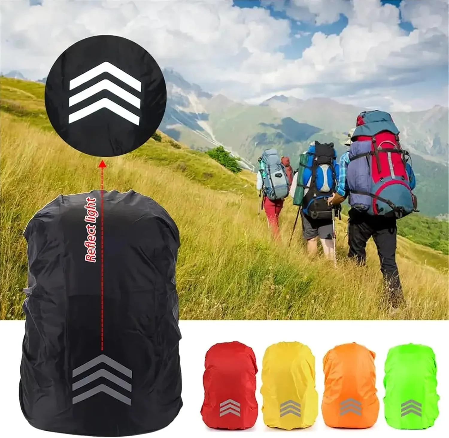 Waterproof Backpack Rain Cover Outdoor Reflective Backpack Rain Cover Night Cycling Hiking Safety Climbing Bag Cover Waterproof Rain Cover for Backpack 18-45L for Hiking，Camping(Deep Blue-XS)
