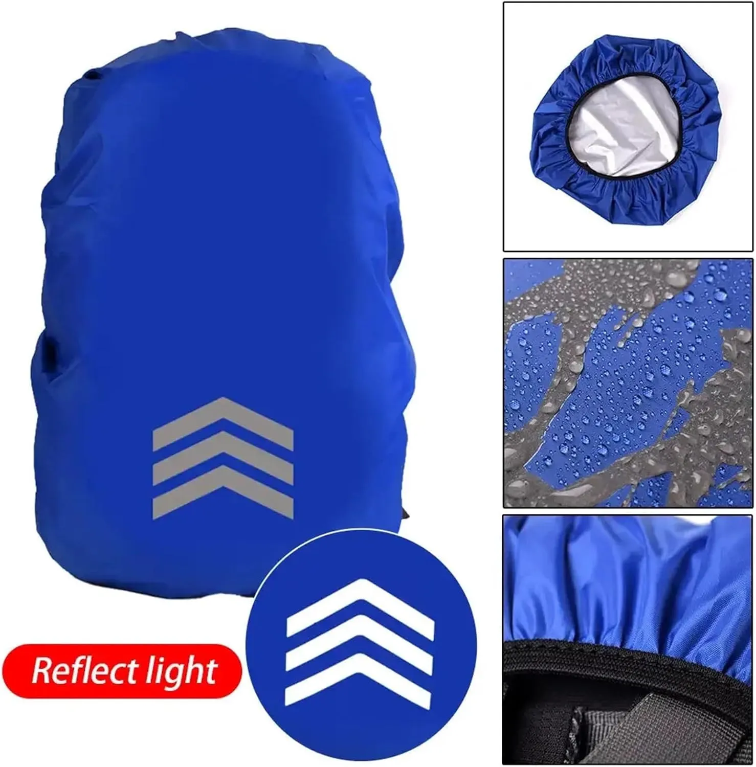 Waterproof Backpack Rain Cover Outdoor Reflective Backpack Rain Cover Night Cycling Hiking Safety Climbing Bag Cover Waterproof Rain Cover for Backpack 18-45L for Hiking，Camping(Deep Blue-XS)