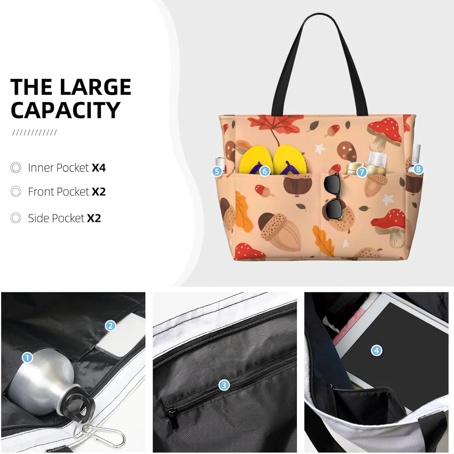 Waterproof Beach Bag for Women Sandproof Beach Tote Bag Large Capacity Swim Pool Bag
