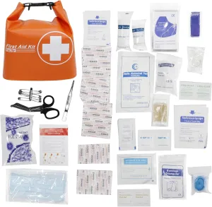 Waterproof First Aid Kit, Lightweight Boat Dry Bag, Medical Kit Emergency Survival Kit for Backpacking, Hiking, Travel, Car, Fishing, Kayak, Floating, Swimming, Camping, Cycling, Climbing(Orange)