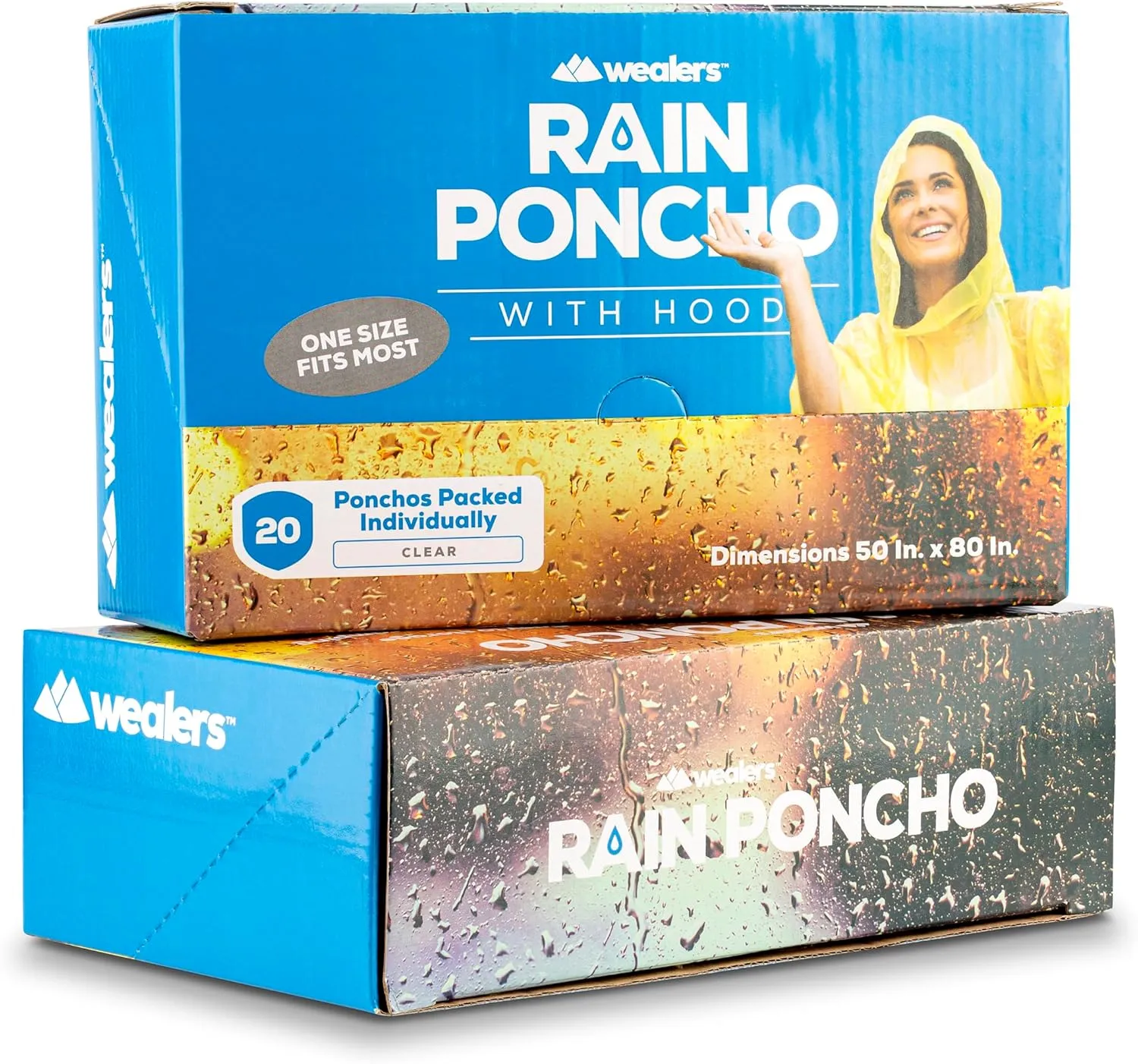 Wealers Rain Ponchos for Adults Teens Disposable Bulk Pack Emergency Raincoat Parks Outdoors Multi Colors Waterproof