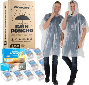 Wealers Rain Ponchos for Adults Teens Disposable Bulk Pack Emergency Raincoat Parks Outdoors Multi Colors Waterproof