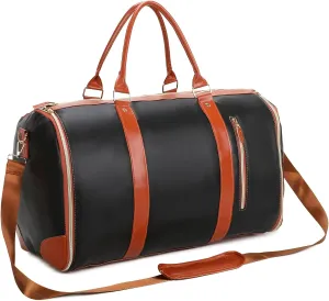 WEALTH Convertible Toiletry Bag - Waterproof Travel Organizer, Weekender Essentials (Black with Brown)