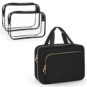 Wedama Toiletry Bag for Women, Large Cosmetic Travel Bag With Clear Toiletry Bag 2 Pack Combination, Toiletries Bag for Travel Business Trips and Camping
