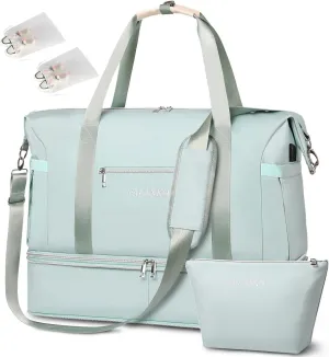 Weekender Bags for Women,Extra large 66L Expandable Travel Duffel Bag with Shoe Compartment,Toiletry Bag,Overnight Bag with Waterproof Pocket,USB Charging,Carry On Backpack for Gym,Hospital,Beach