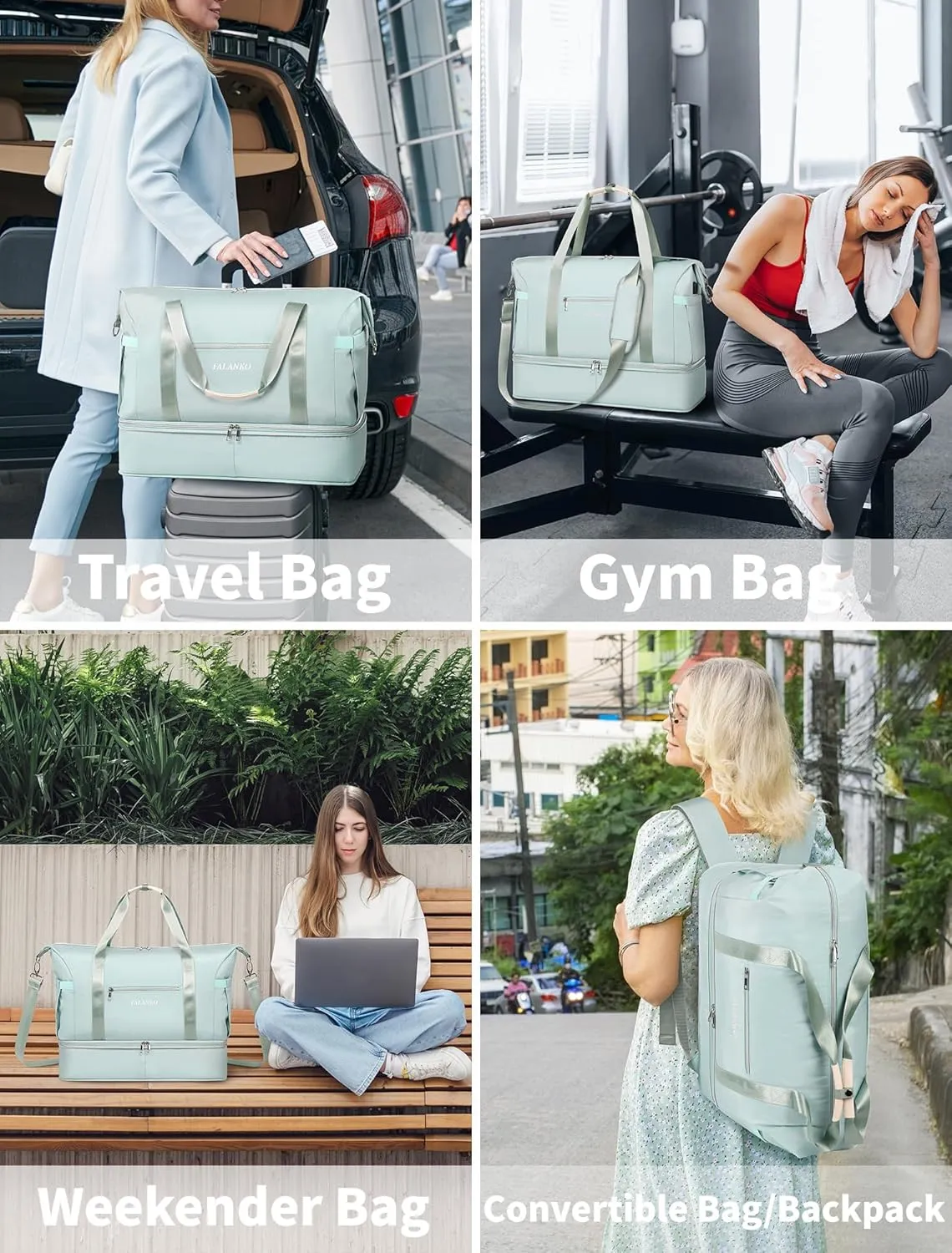 Weekender Bags for Women,Extra large 66L Expandable Travel Duffel Bag with Shoe Compartment,Toiletry Bag,Overnight Bag with Waterproof Pocket,USB Charging,Carry On Backpack for Gym,Hospital,Beach