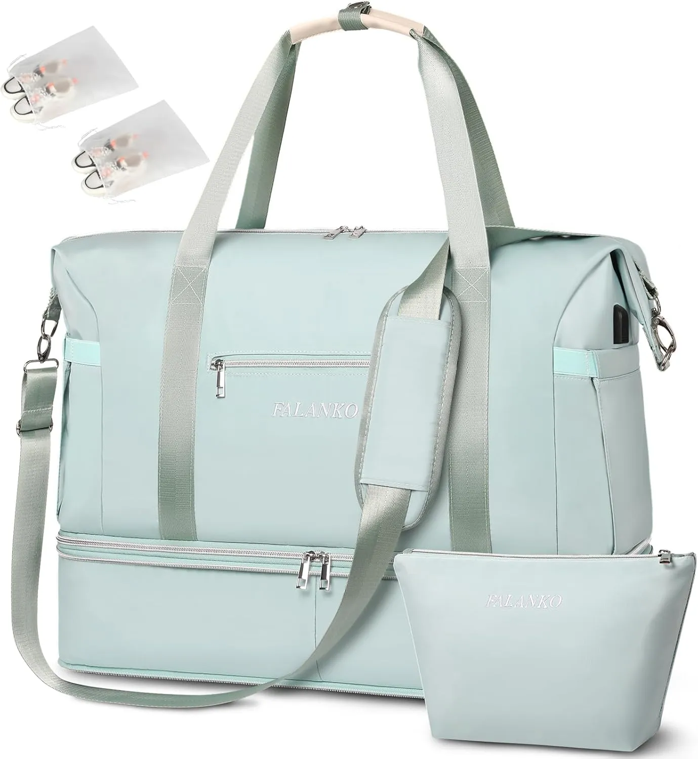 Weekender Bags for Women,Extra large 66L Expandable Travel Duffel Bag with Shoe Compartment,Toiletry Bag,Overnight Bag with Waterproof Pocket,USB Charging,Carry On Backpack for Gym,Hospital,Beach