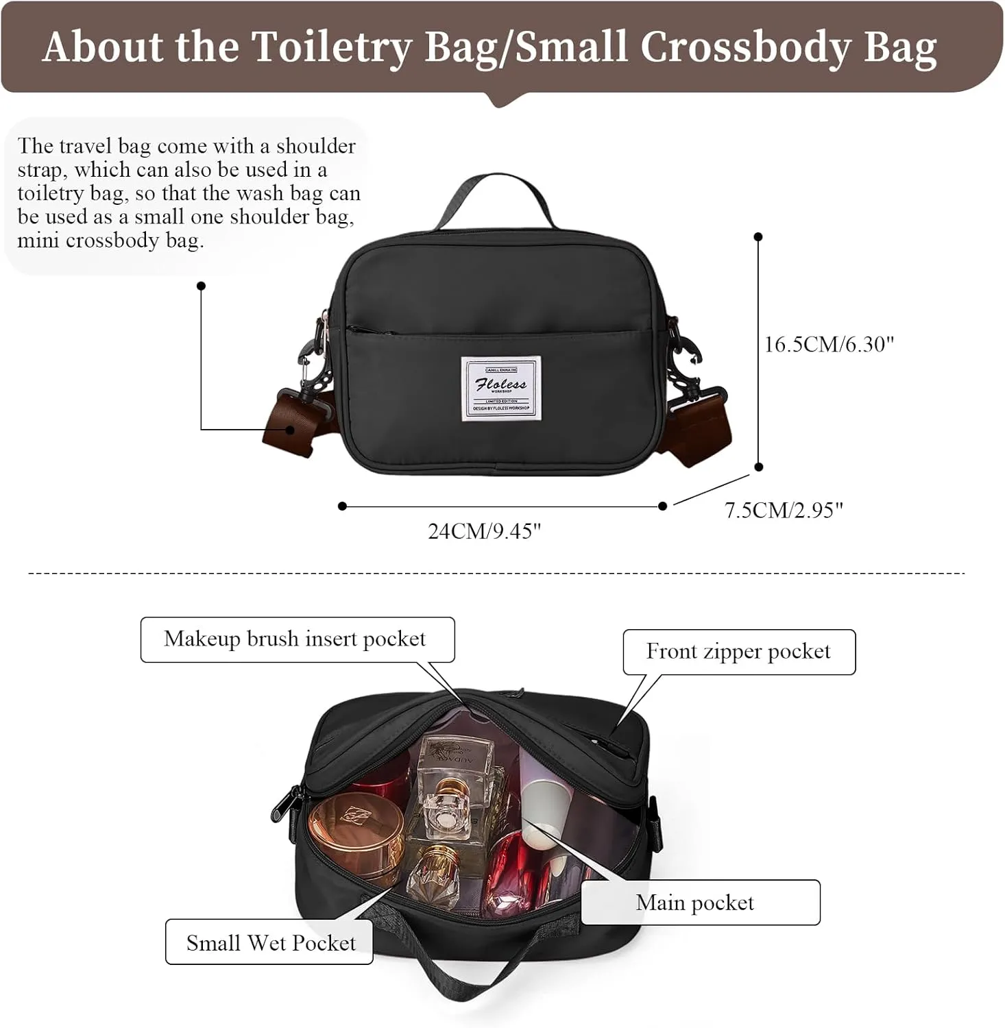 Weekender Bags for Women,Overnight Travel Duffel Bag with Shoes Compartment& Toiletry Bag,Extra Large(Black & Brown)