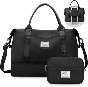 Weekender Bags for Women,Personal Item Travel Bag with Shoes Compartment,Overnight Travel Duffel Bag with Toiletry Bag
