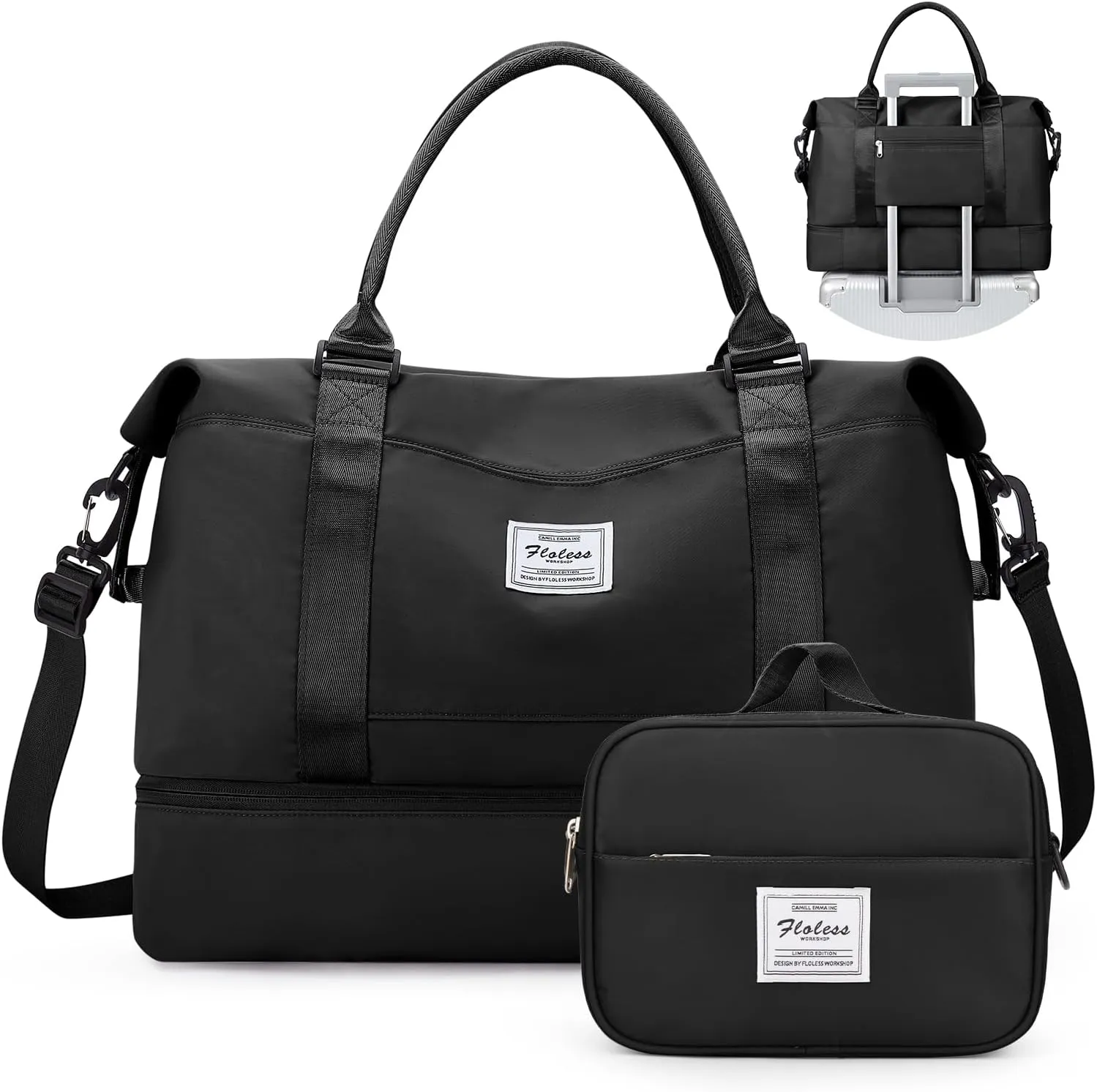 Weekender Bags for Women,Personal Item Travel Bag with Shoes Compartment,Overnight Travel Duffel Bag with Toiletry Bag
