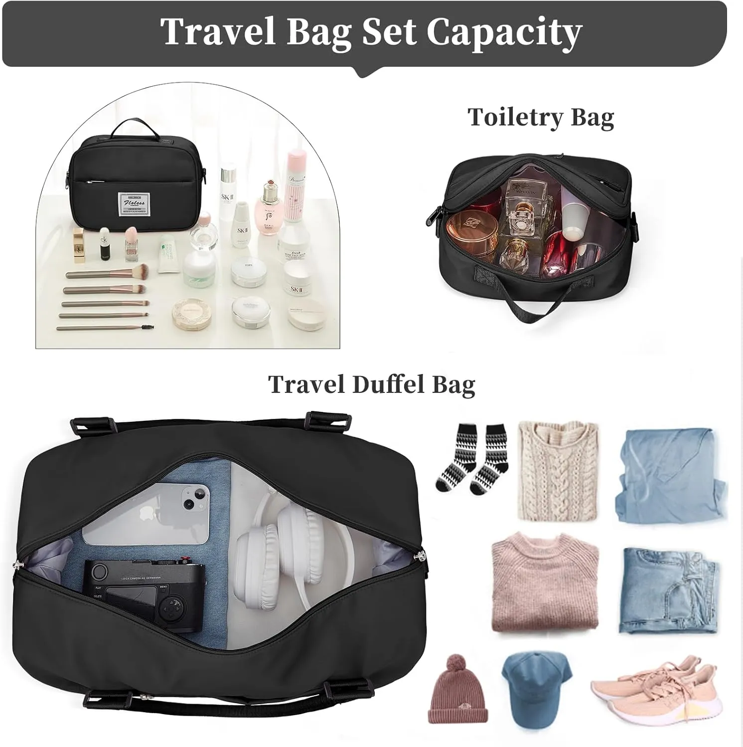 Weekender Bags for Women,Personal Item Travel Bag with Shoes Compartment,Overnight Travel Duffel Bag with Toiletry Bag