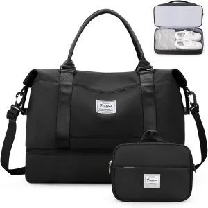 Weekender Bags for Women,Personal Item Travel Bag with Shoes Compartment,Overnight Travel Duffel Bag with Toiletry Bag