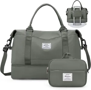 Weekender Bags for Women,Personal Item Travel Bag with Shoes Compartment,Overnight Travel Duffel Bag with Toiletry Bag