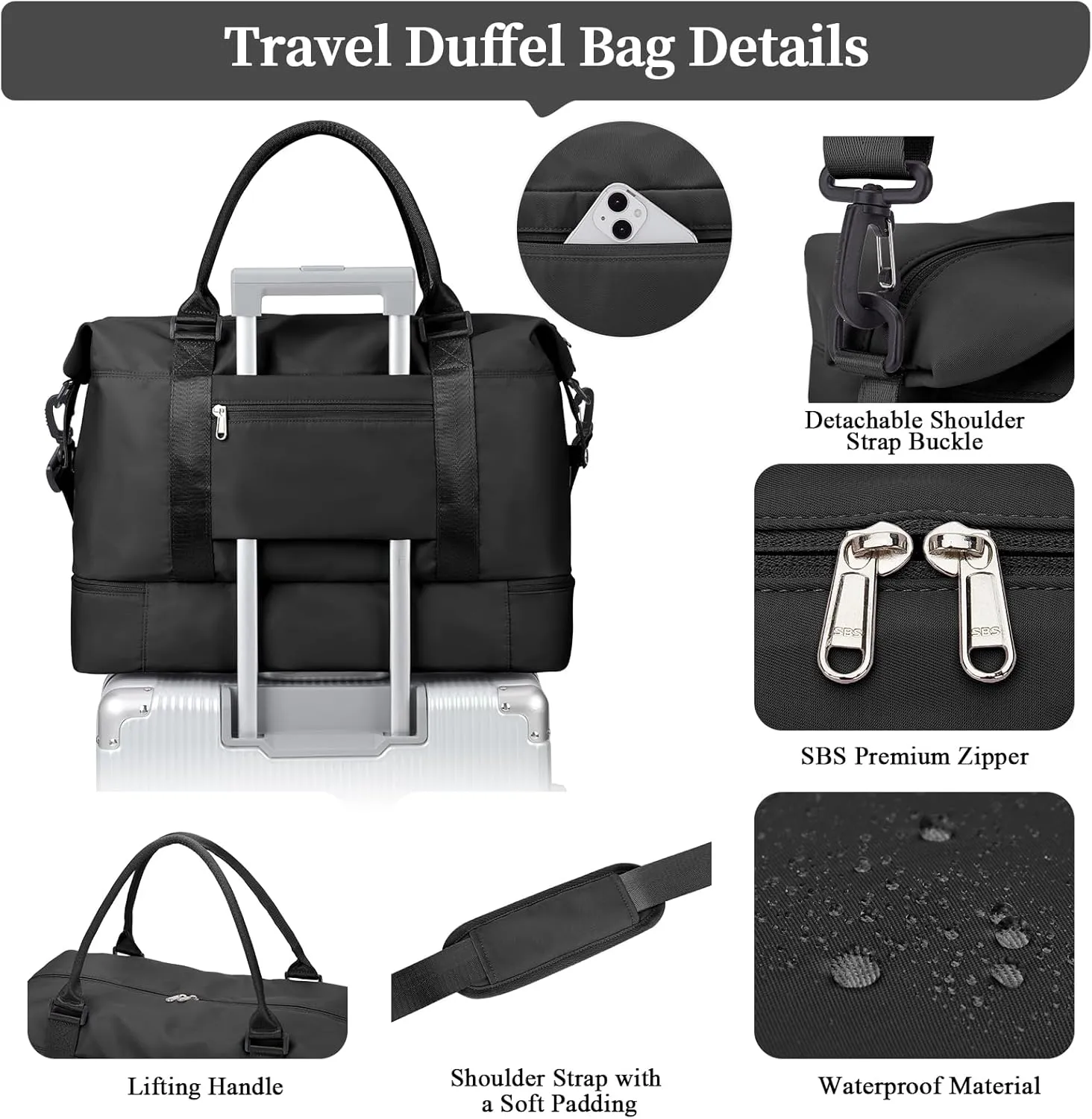 Weekender Bags for Women,Personal Item Travel Bag with Shoes Compartment,Overnight Travel Duffel Bag with Toiletry Bag