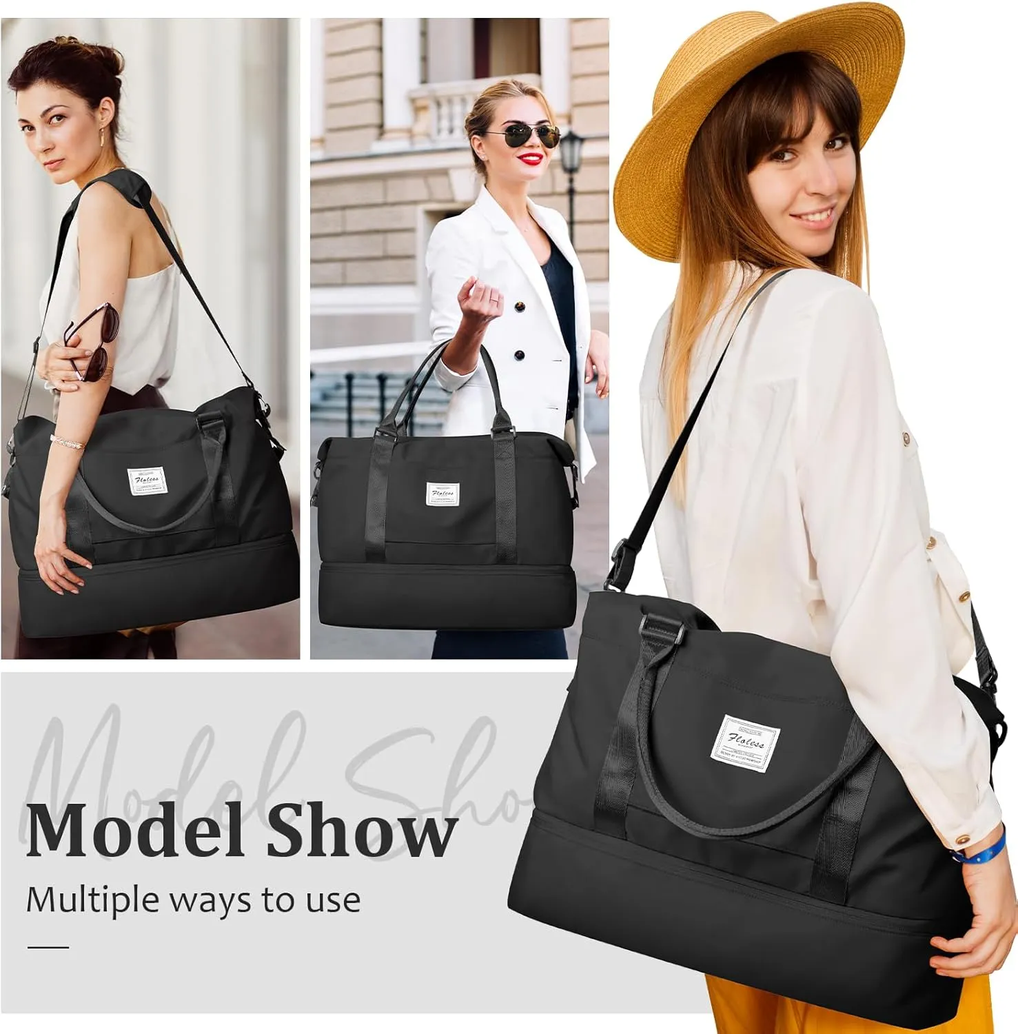 Weekender Bags for Women,Personal Item Travel Bag with Shoes Compartment,Overnight Travel Duffel Bag with Toiletry Bag