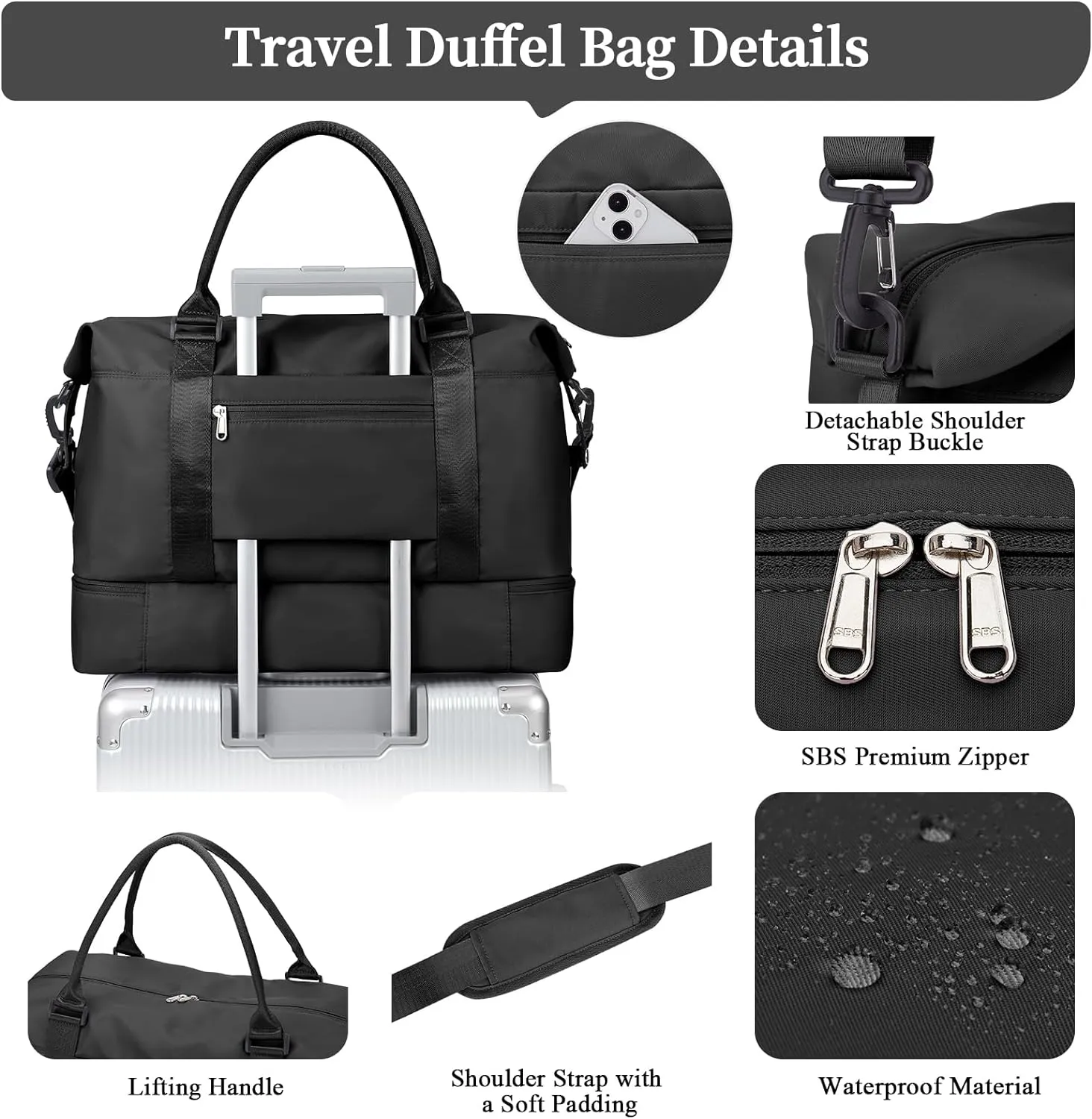 Weekender Bags for Women,Personal Item Travel Bag with Shoes Compartment,Overnight Travel Duffel Bag with Toiletry Bag