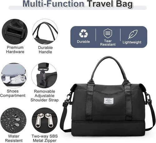 Weekender Bags for Women,Travel Duffel Bags with Shoe Compartment & Wet
