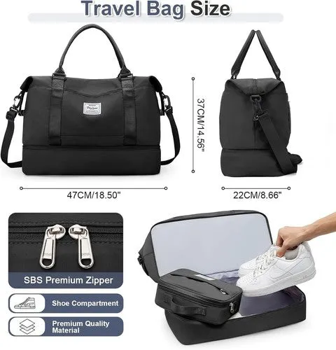 Weekender Bags for Women,Travel Duffel Bags with Shoe Compartment & Wet
