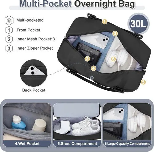 Weekender Bags for Women,Travel Duffel Bags with Shoe Compartment & Wet