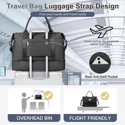 Weekender Bags for Women,Travel Duffel Bags with Shoe Compartment & Wet