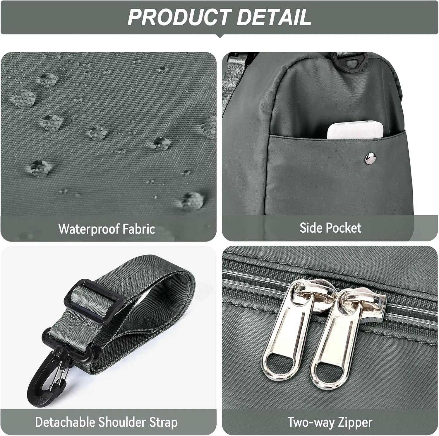 Weekender Gym Duffel Bags for Women Olive Green with Toiletry Bag