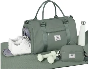 Weekender Gym Duffel Bags for Women Olive Green with Toiletry Bag