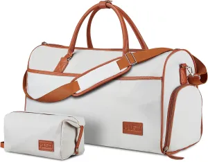 Weekender Travel overnight Bag, Duffle Bag with Shoe Compartment for Women, Carry on Bag for travel, Hospital Gym Sports Bag (White)