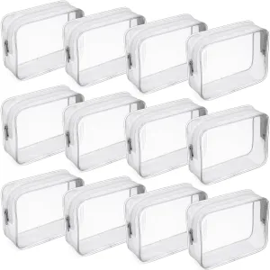 Weewooday 12 Pieces Clear Makeup Bags Cosmetic Storage Bags PVC Zipper Pouches Travel Waterproof Makeup Plastic Case for Women Organizing Toiletries Traveling Bathroom
