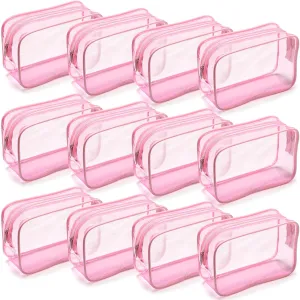 Weewooday 12 Pieces Clear Makeup Bags Cosmetic Storage Bags PVC Zipper Pouches Travel Waterproof Makeup Plastic Case for Women Organizing Toiletries Traveling Bathroom